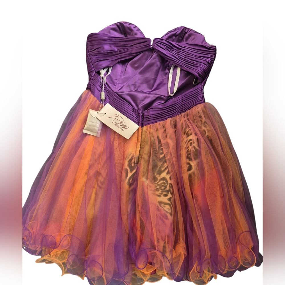 12 RIVA DESIGN Purple and Orange Strapless Dress - Picture 13 of 13